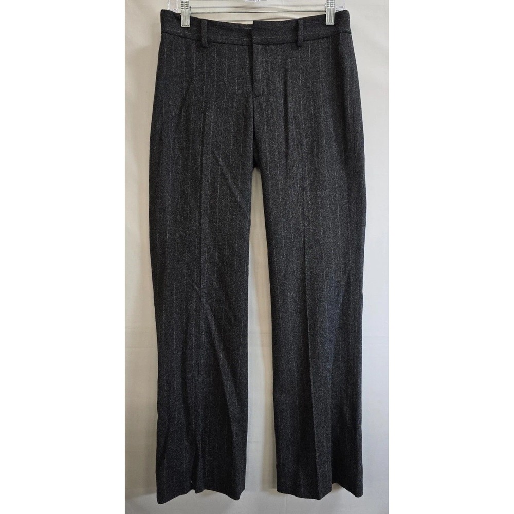 Banana Republic Dress Pants Womens 0 Gray Striped Wool Stretch Martin Fit Formal